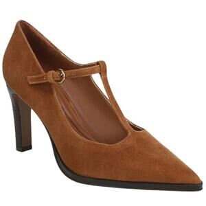 SARTO by Franco Sarto, Atley T-Strap Pointed Toe Pump, 8, Saddle Brown